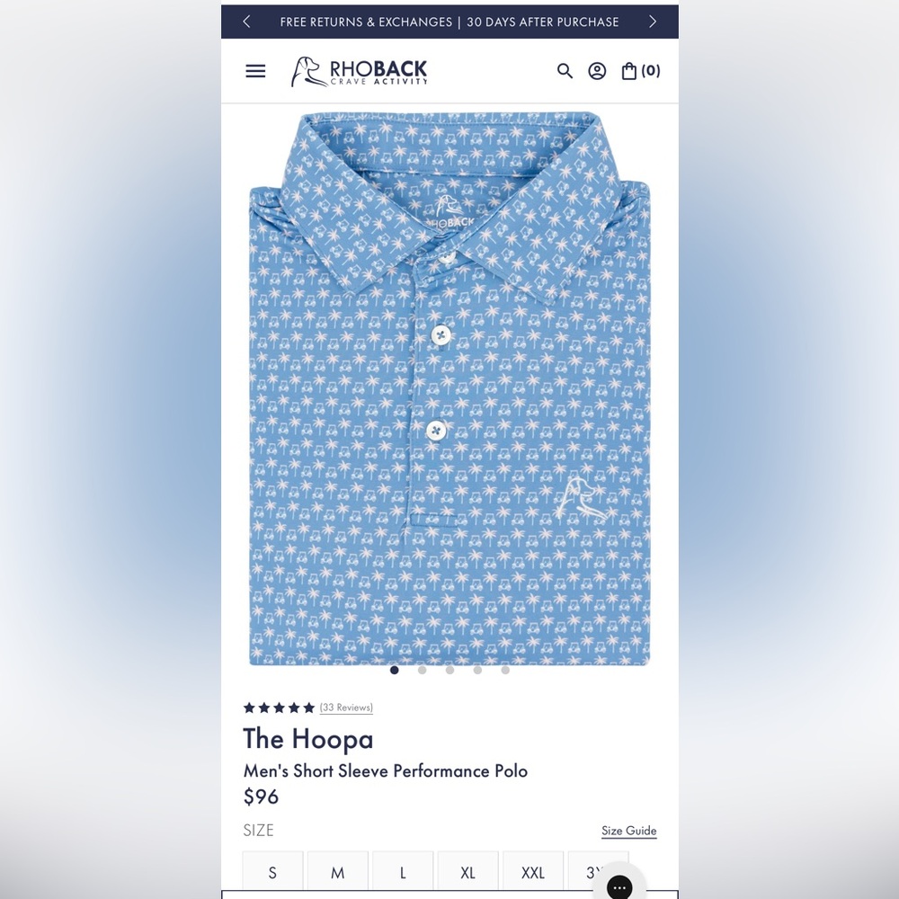 Rhoback Men’s Short Sleeve Performance Polo • Size Large • EUC (worn once!)